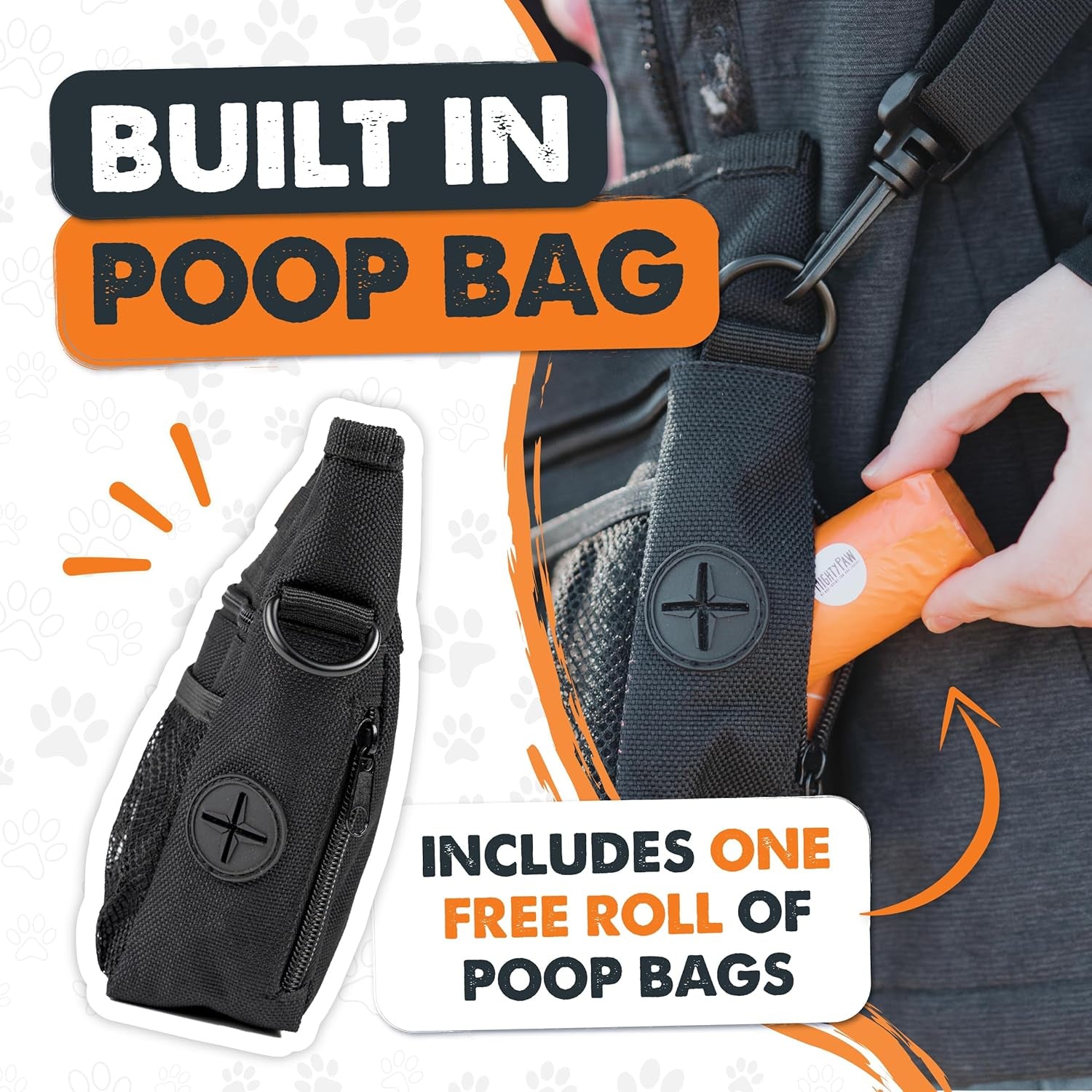 Dog Treat Pouch with Magnetic Closure – Hands-Free Training Bag with Built-In Poop Bag Dispenser – No-Spill Treat Holder for Walks & Obedience Training (Black)