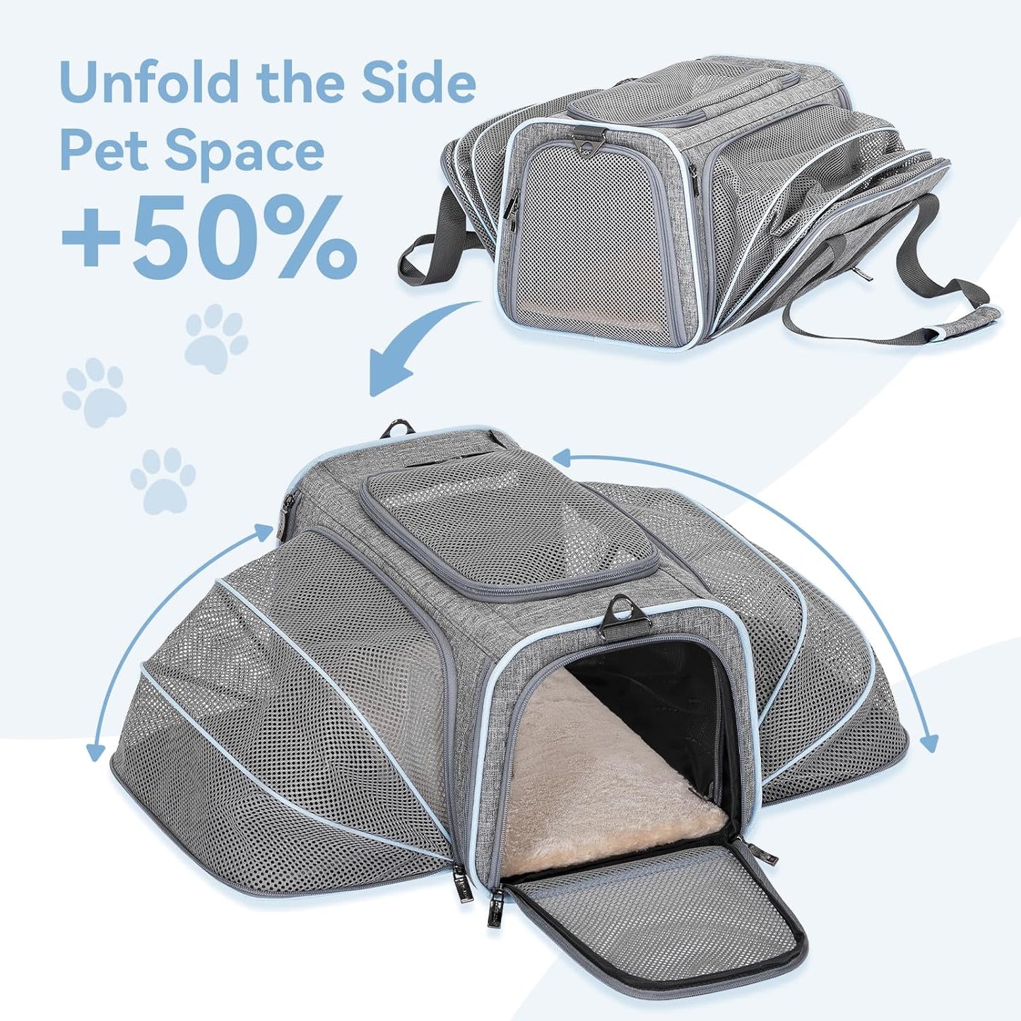Expandable Cat & Small Dog Travel Carrier – Portable & Airline Approved