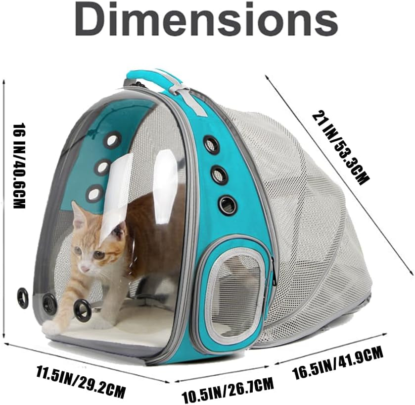 Cat Travel Backpack with Fan – Space Capsule Pet Carrier for Cats & Small Dogs, Clear Bubble Window, Ventilated Backpack for Pets up to 12 Lbs (Green)