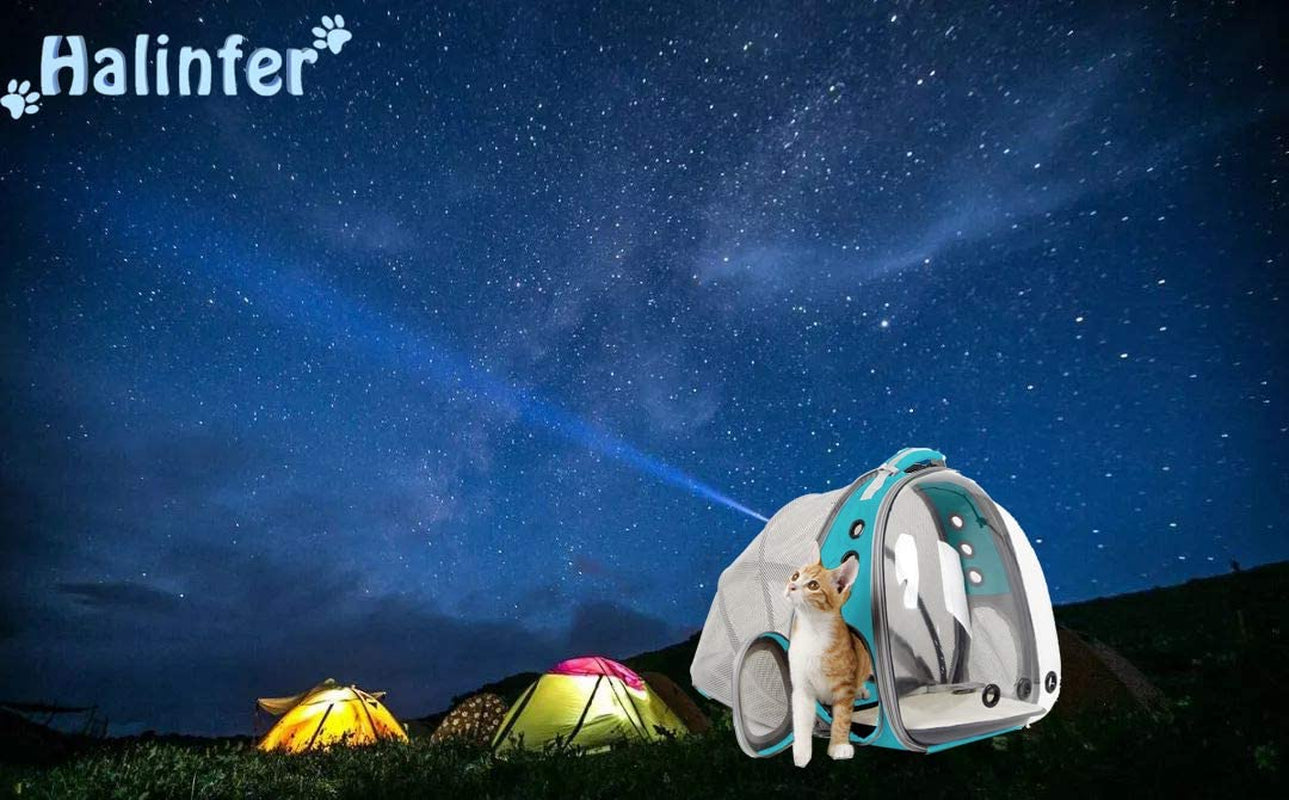 Cat Travel Backpack with Fan – Space Capsule Pet Carrier for Cats & Small Dogs, Clear Bubble Window, Ventilated Backpack for Pets up to 12 Lbs (Green)