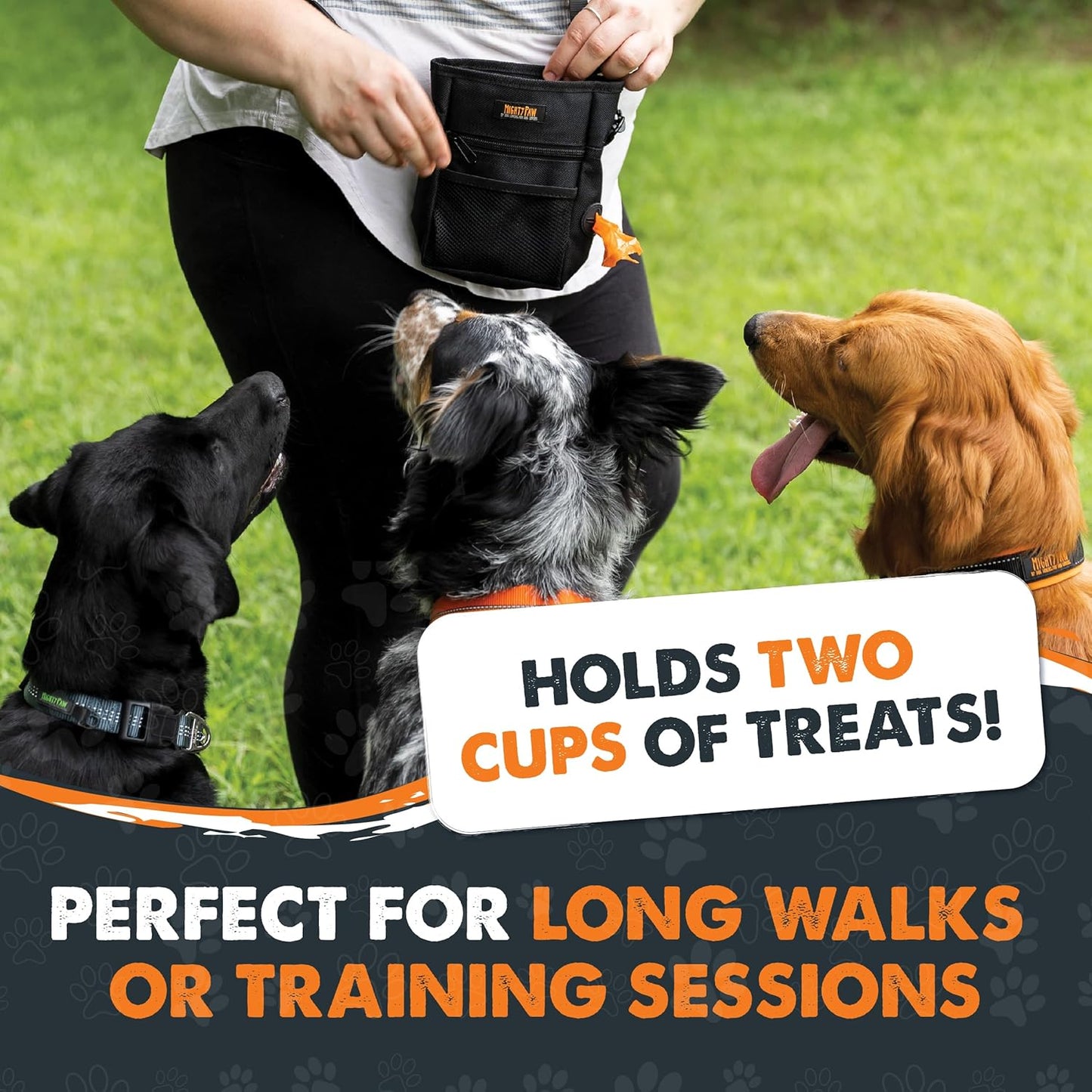 Dog Treat Pouch with Magnetic Closure – Hands-Free Training Bag with Built-In Poop Bag Dispenser – No-Spill Treat Holder for Walks & Obedience Training (Black)