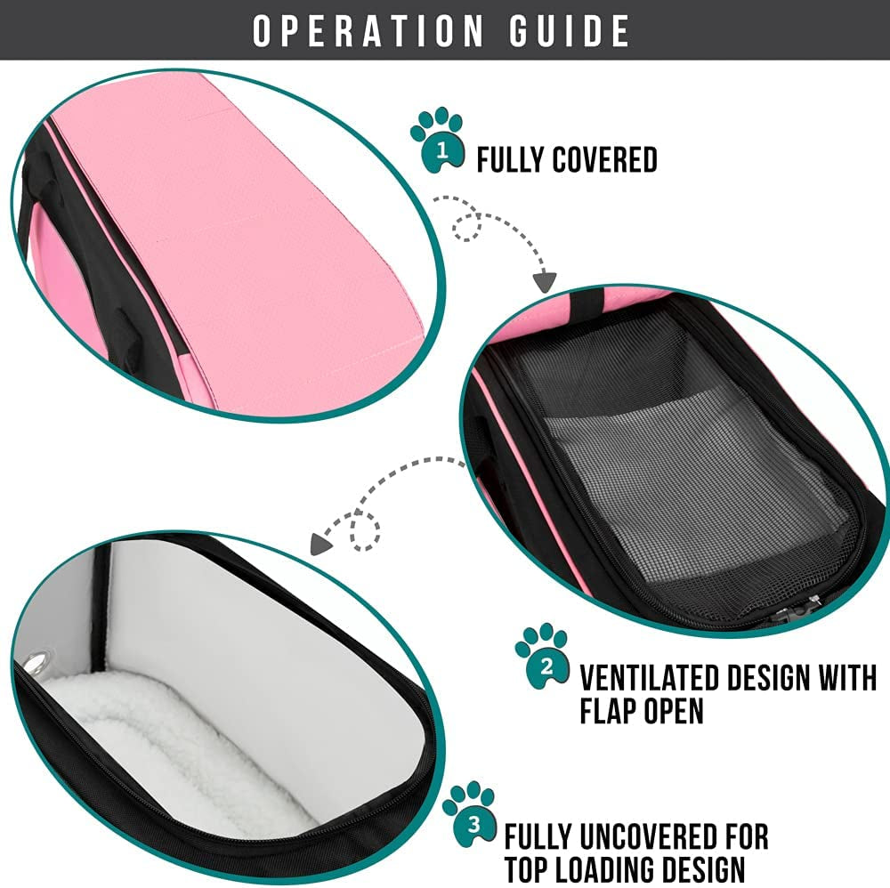 Pink Dog Purse Carrier for Small Dogs & Cats – Airline Approved Soft-Sided Pet Travel Bag with Pockets & Sherpa Bed (Up to 12 Lbs)