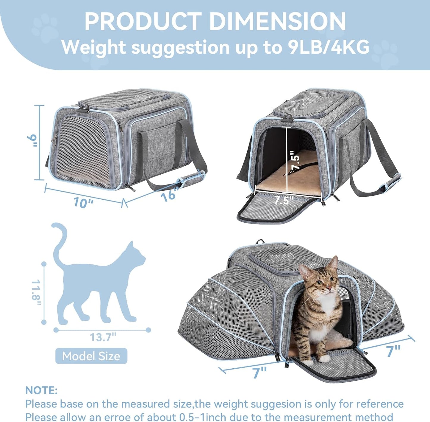 Expandable Cat & Small Dog Travel Carrier – Portable & Airline Approved
