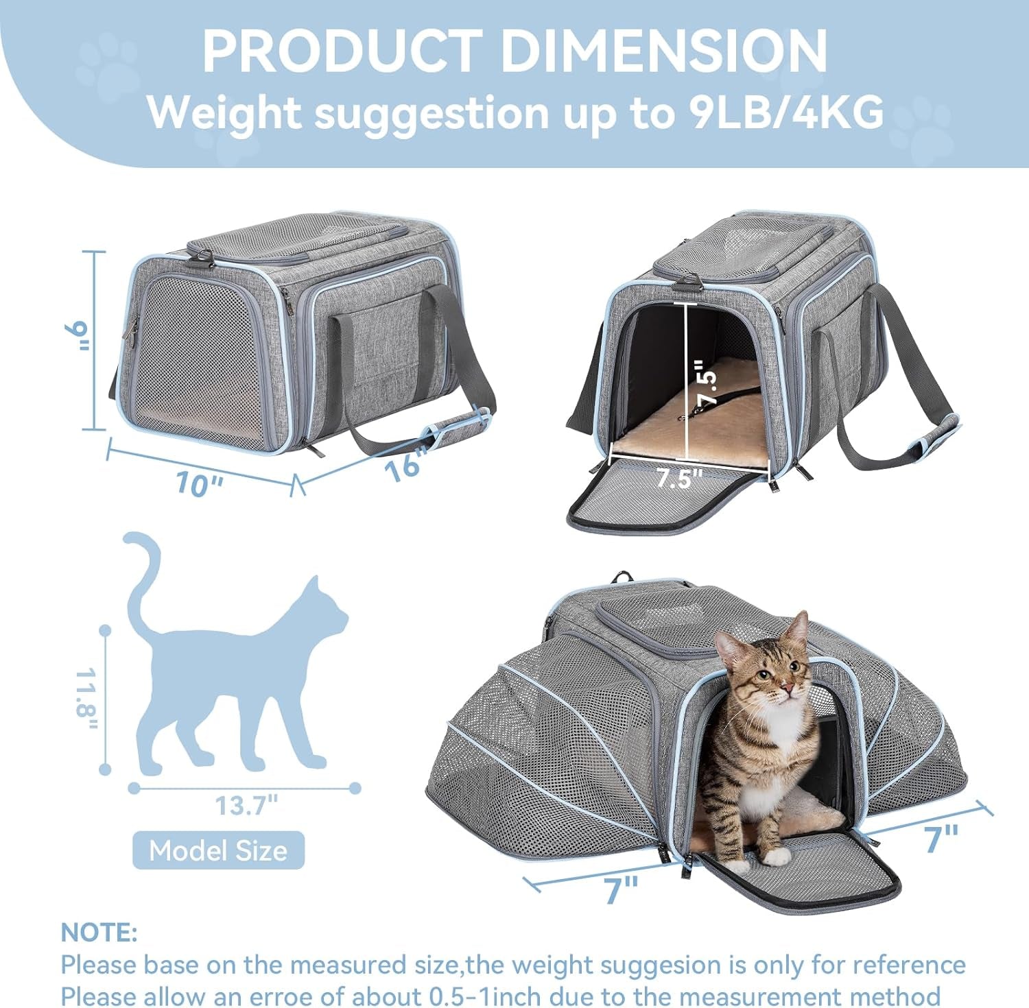 Expandable Cat & Small Dog Travel Carrier – Portable & Airline Approved
