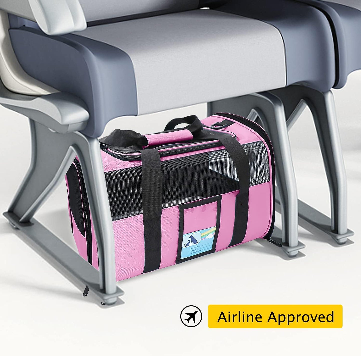 Pet Carrier Airline Approved, Cat Carriers for Medium Small Cats, Soft Dog Carriers for Dogs, TSA Approved Pet Carrier for Cats Dogs of 15 Lbs, Puppy Carrier,Pink
