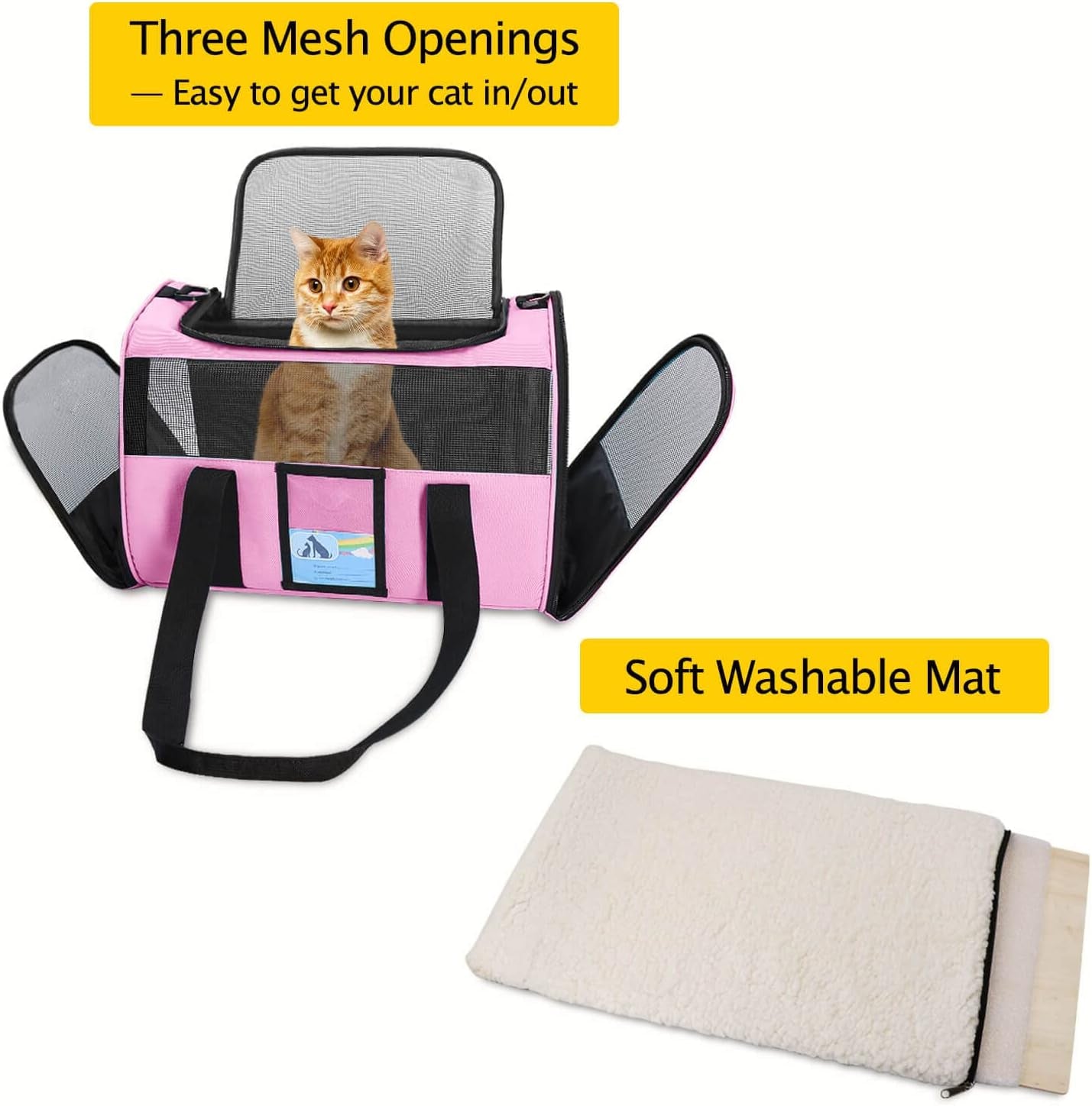 Pet Carrier Airline Approved, Cat Carriers for Medium Small Cats, Soft Dog Carriers for Dogs, TSA Approved Pet Carrier for Cats Dogs of 15 Lbs, Puppy Carrier,Pink