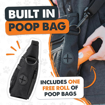 Dog Treat Pouch with Magnetic Closure – Hands-Free Training Bag with Built-In Poop Bag Dispenser – No-Spill Treat Holder for Walks & Obedience Training (Black)