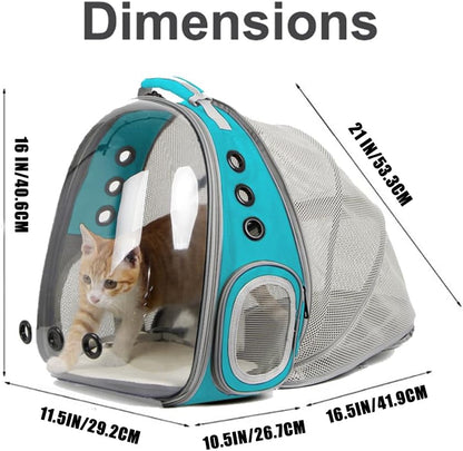Cat Travel Backpack with Fan – Space Capsule Pet Carrier for Cats & Small Dogs, Clear Bubble Window, Ventilated Backpack for Pets up to 12 Lbs (Green)