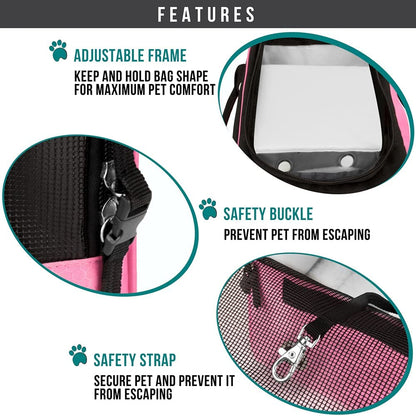 Pink Dog Purse Carrier for Small Dogs & Cats – Airline Approved Soft-Sided Pet Travel Bag with Pockets & Sherpa Bed (Up to 12 Lbs)