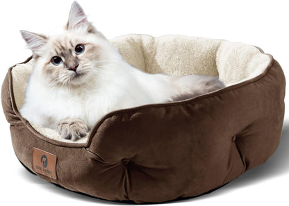 Luxury Small Dog Bed – Extra Soft Pet Bed for Small Dogs, Puppies & Cats – Machine Washable with Anti-Slip, Water-Resistant Oxford Bottom (Brown, 20")